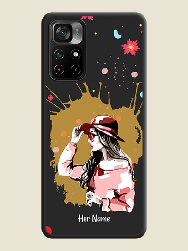 Custom Mordern Lady With Color Splash Background With Custom Text On Space Black Personalized Soft Matte Phone Covers -Poco M4 Pro 5G - alternate view