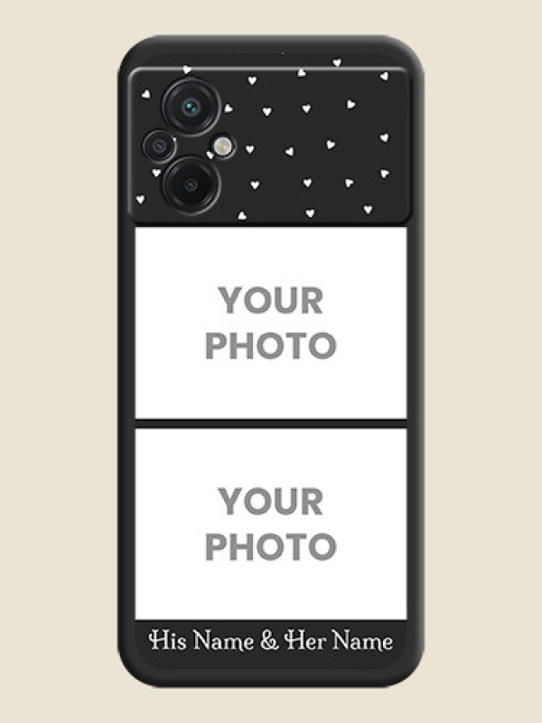 Custom Miniature Love Symbols with Name on Space Black Custom Soft Matte Back Cover - Poco M5 - alternate view