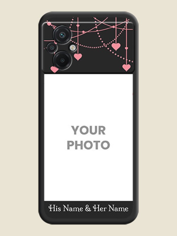 Custom Pink Love Hangings with Text on Space Black Custom Soft Matte Back Cover - Poco M5 - alternate view