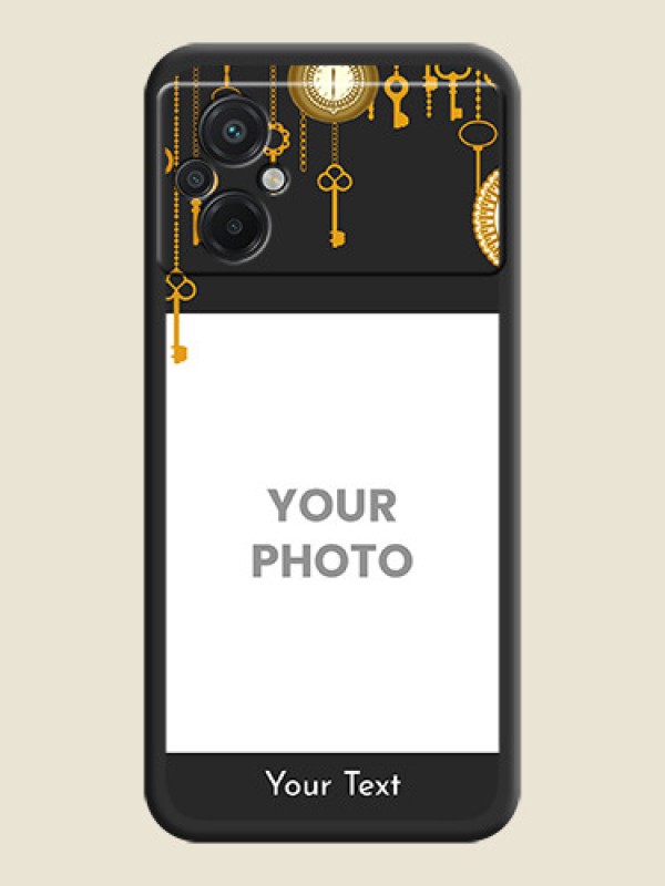 Custom Decorative Design with Text on Space Black Custom Soft Matte Back Cover - Poco M5 - alternate view