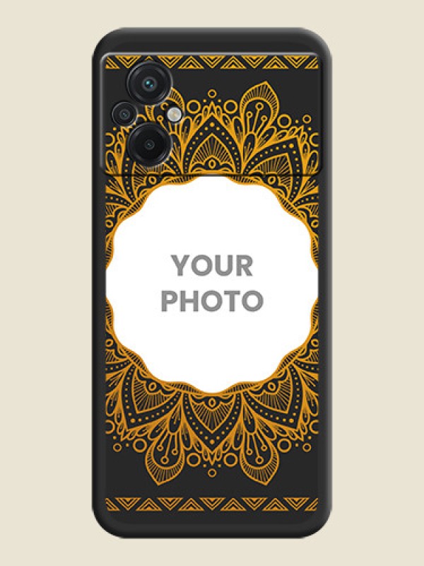 Custom Round Image with Floral Design on Photo on Space Black Soft Matte Mobile Cover - Poco M5 - alternate view