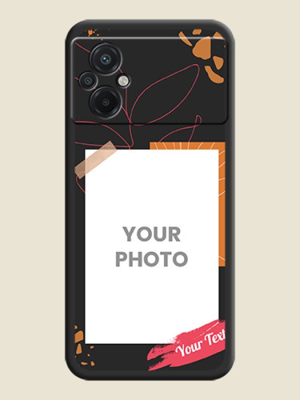 Custom Orange Photo Frame on Space Black Custom Soft Matte Phone Back Cover - Poco M5 - alternate view