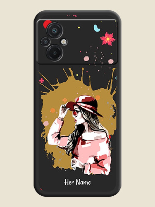 Custom Mordern Lady With Color Splash Background With Custom Text On Space Black Personalized Soft Matte Phone Covers -Poco M5 - alternate view