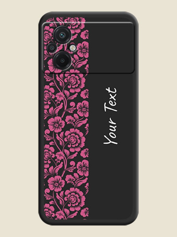 Custom Pink Floral Pattern Design With Custom Text On Space Black Personalized Soft Matte Phone Covers -Poco M5 - alternate view