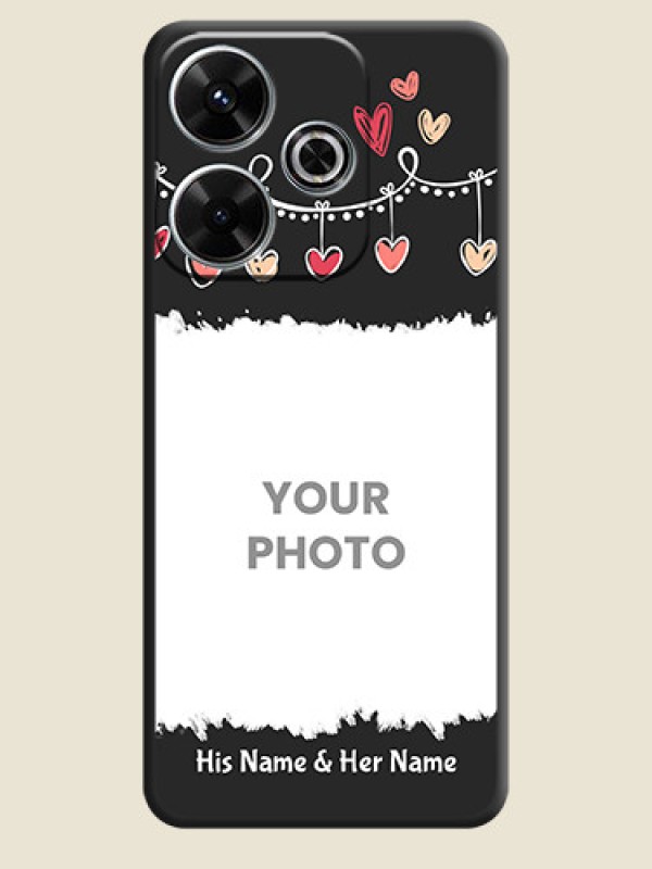 Custom Pink Love Hangings with Name On Space Black Custom Soft Matte Mobile Back Cover - Poco M6 Plus 5G - alternate view