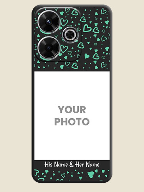 Custom Sea Green Indefinite Love Pattern on Photo On Space Black Custom Soft Matte Mobile Back Cover - Poco M6 Plus 5G - alternate view