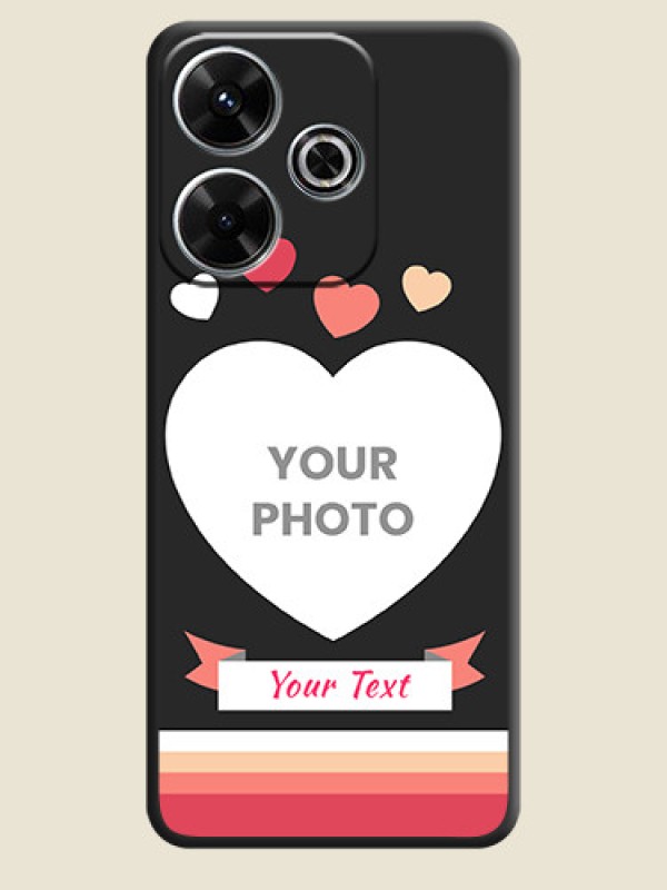 Custom Love Shaped Photo with Colorful Stripes On Space Black Custom Soft Matte Mobile Back Cover - Poco M6 Plus 5G - alternate view
