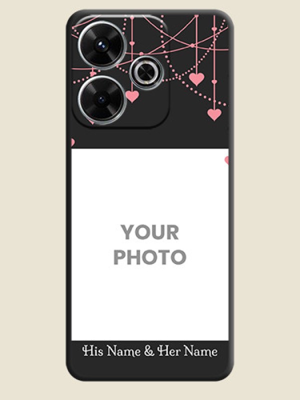 Custom Pink Love Hangings with Text On Space Black Custom Soft Matte Mobile Back Cover - Poco M6 Plus 5G - alternate view