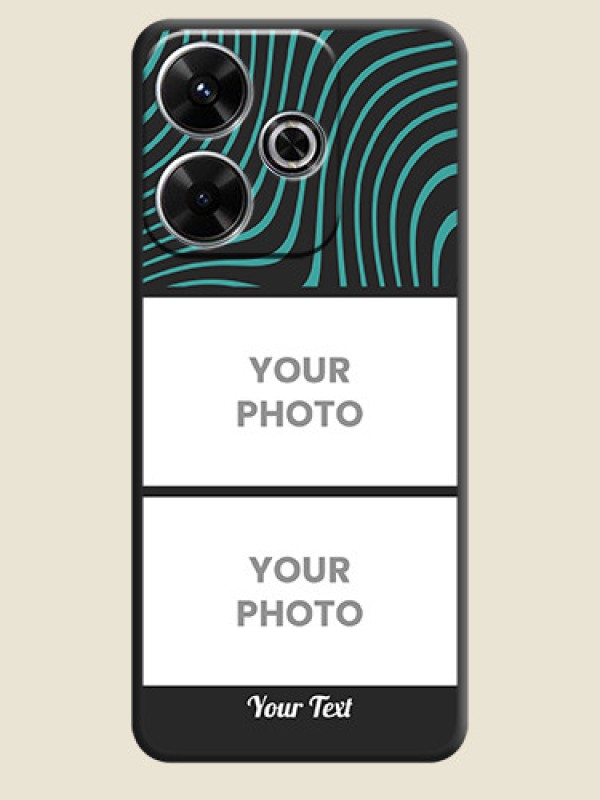 Custom Wave Pattern with 2 Image Holder On Space Black Custom Soft Matte Mobile Back Cover - Poco M6 Plus 5G - alternate view