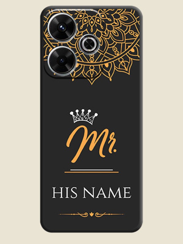 Custom Mr Name with Floral Design On Space Black Custom Soft Matte Mobile Back Cover - Poco M6 Plus 5G - alternate view