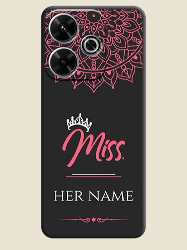 Custom Mrs Name with Floral Design On Space Black Custom Soft Matte Mobile Back Cover - Poco M6 Plus 5G - alternate view