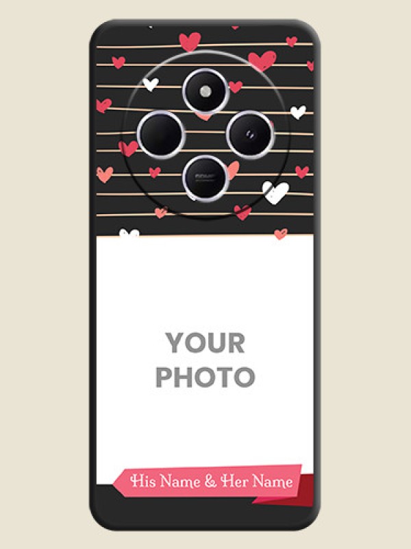 Custom Love Pattern with Name on Pink Ribbon on Photo On Space Black Custom Soft Matte Mobile Back Cover - Poco M7 5G - alternate view