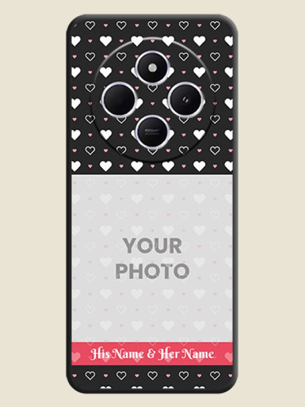 Custom White Color Love Symbols with Text Design on Photo On Space Black Custom Soft Matte Mobile Back Cover - Poco M7 5G - alternate view