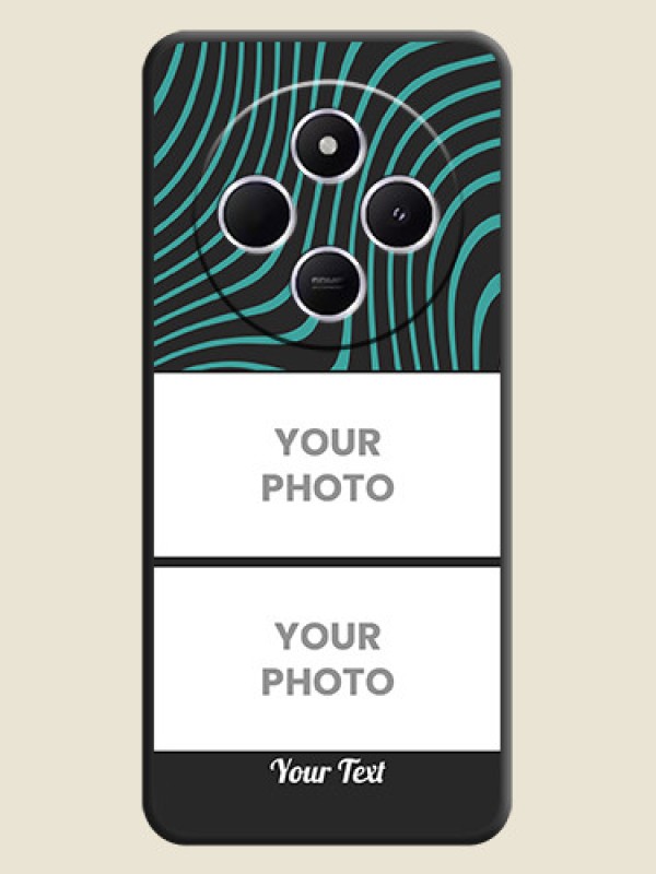 Custom Wave Pattern with 2 Image Holder On Space Black Custom Soft Matte Mobile Back Cover - Poco M7 5G - alternate view