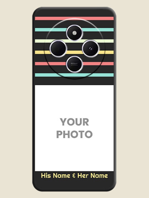 Custom Color Stripes with Photo and Text on Photo On Space Black Custom Soft Matte Mobile Back Cover - Poco M7 5G - alternate view