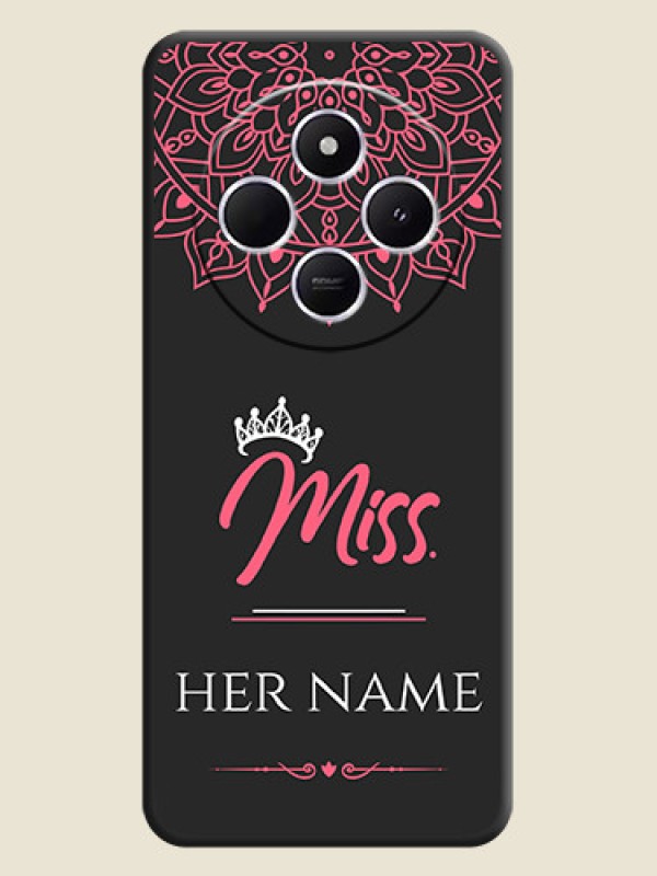 Custom Mrs Name with Floral Design On Space Black Custom Soft Matte Mobile Back Cover - Poco M7 5G - alternate view