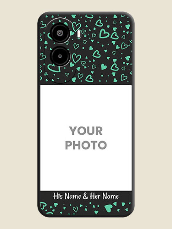 Custom Sea Green Indefinite Love Pattern on Photo On Space Black Custom Soft Matte Mobile Back Cover - Poco M7 Plus 5G - alternate view