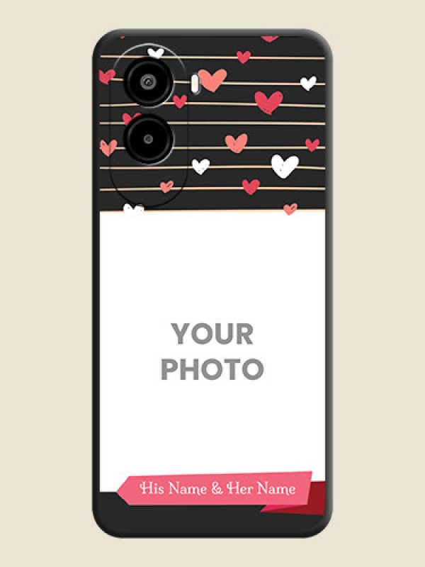 Custom Love Pattern with Name on Pink Ribbon on Photo On Space Black Custom Soft Matte Mobile Back Cover - Poco M7 Plus 5G - alternate view