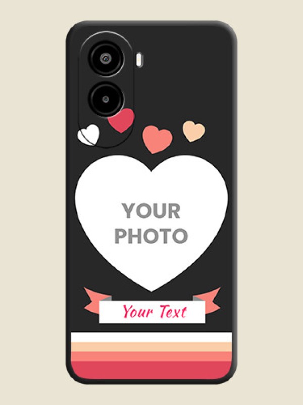 Custom Love Shaped Photo with Colorful Stripes On Space Black Custom Soft Matte Mobile Back Cover - Poco M7 Plus 5G - alternate view