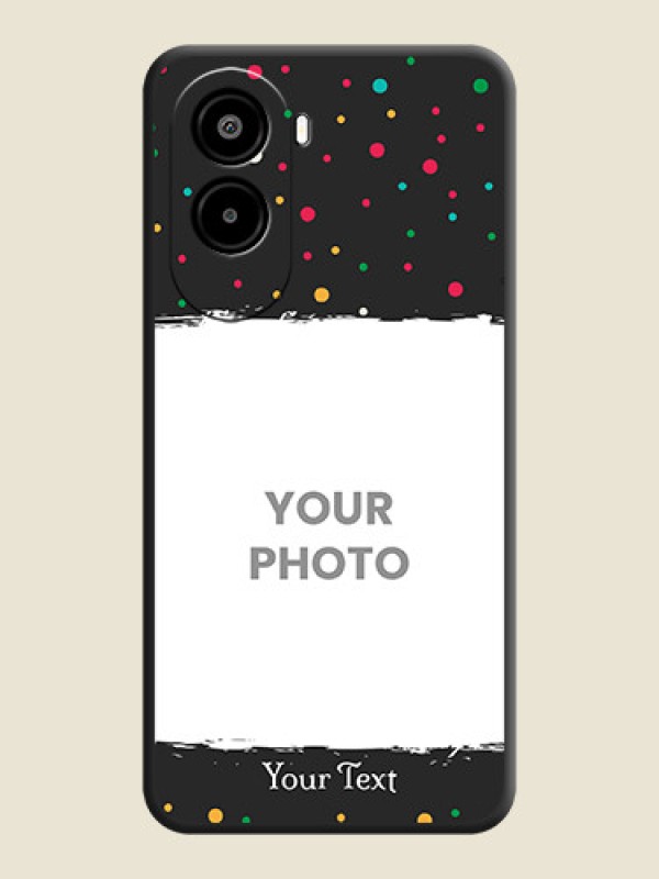 Custom Multicolor Dotted Pattern with Text On Space Black Custom Soft Matte Mobile Back Cover - Poco M7 Plus 5G - alternate view