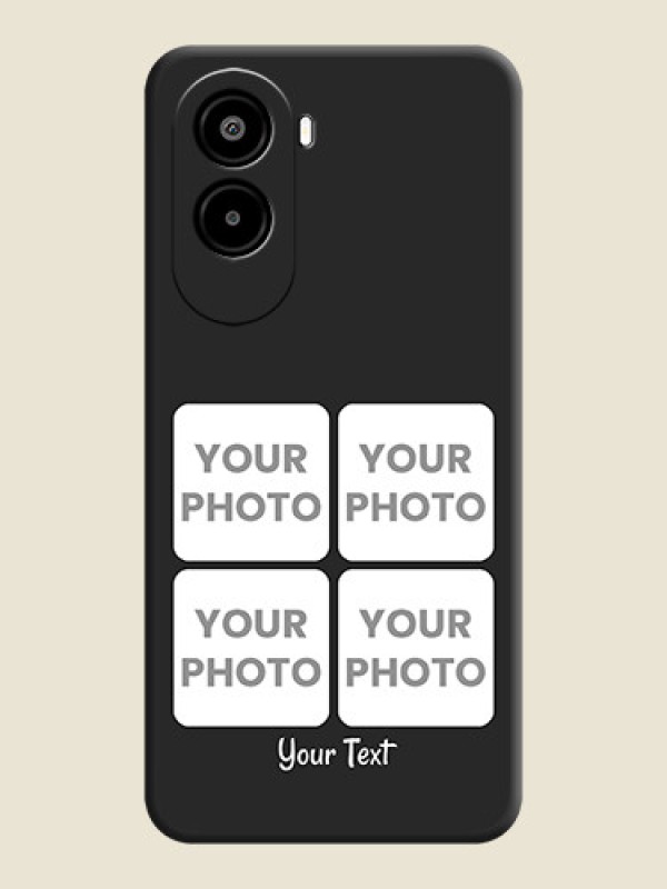 Custom Floral Art with 6 Image Holder on Photo On Space Black Custom Soft Matte Mobile Back Cover - Poco M7 Plus 5G - alternate view