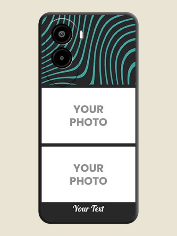 Custom Wave Pattern with 2 Image Holder On Space Black Custom Soft Matte Mobile Back Cover - Poco M7 Plus 5G - alternate view