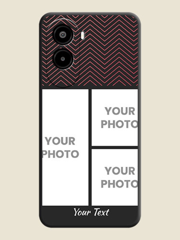 Custom Wave Pattern with 3 Image Holder On Space Black Custom Soft Matte Mobile Back Cover - Poco M7 Plus 5G - alternate view