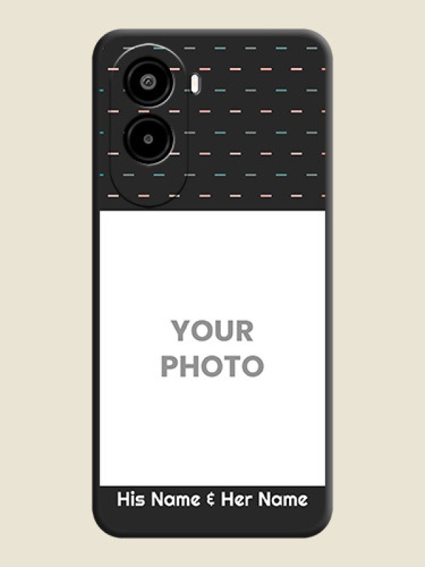 Custom Line Pattern Design with Text On Space Black Custom Soft Matte Mobile Back Cover - Poco M7 Plus 5G - alternate view