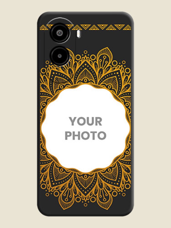 Custom Round Image with Floral Design On Space Black Custom Soft Matte Mobile Back Cover - Poco M7 Plus 5G - alternate view