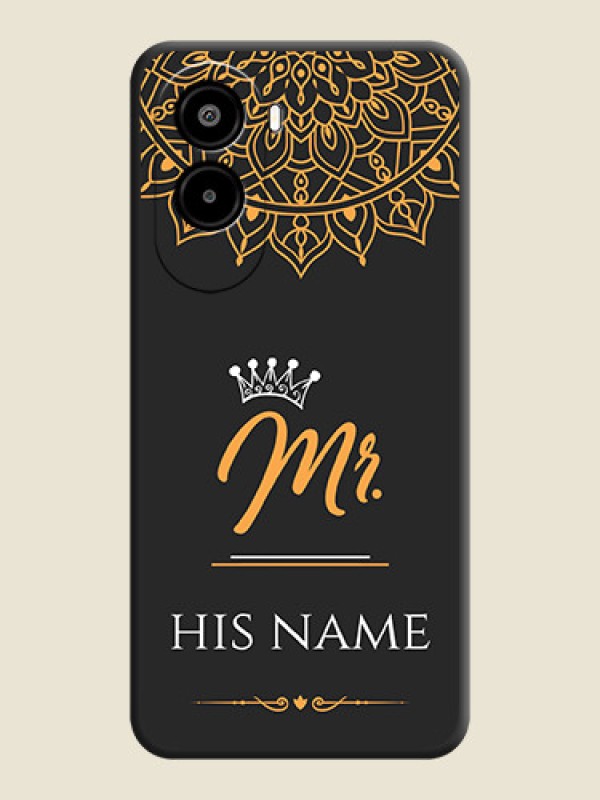 Custom Mr Name with Floral Design On Space Black Custom Soft Matte Mobile Back Cover - Poco M7 Plus 5G - alternate view