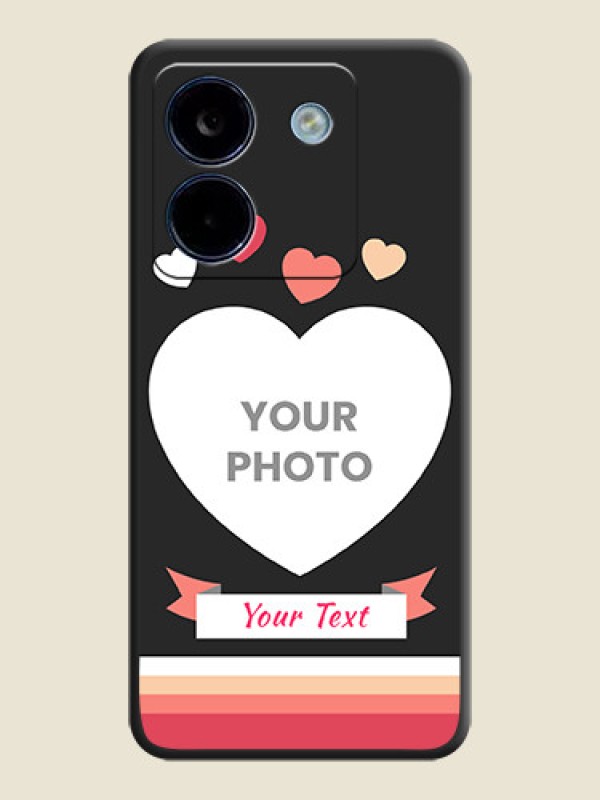 Custom Love Shaped Photo with Colorful Stripes On Space Black Custom Soft Matte Mobile Back Cover - Poco M7 Pro 5G - alternate view