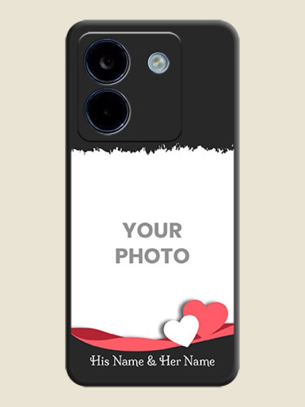 Custom Pin Color Love Shaped Ribbon Design with Text On Space Black Custom Soft Matte Mobile Back Cover - Poco M7 Pro 5G - alternate view