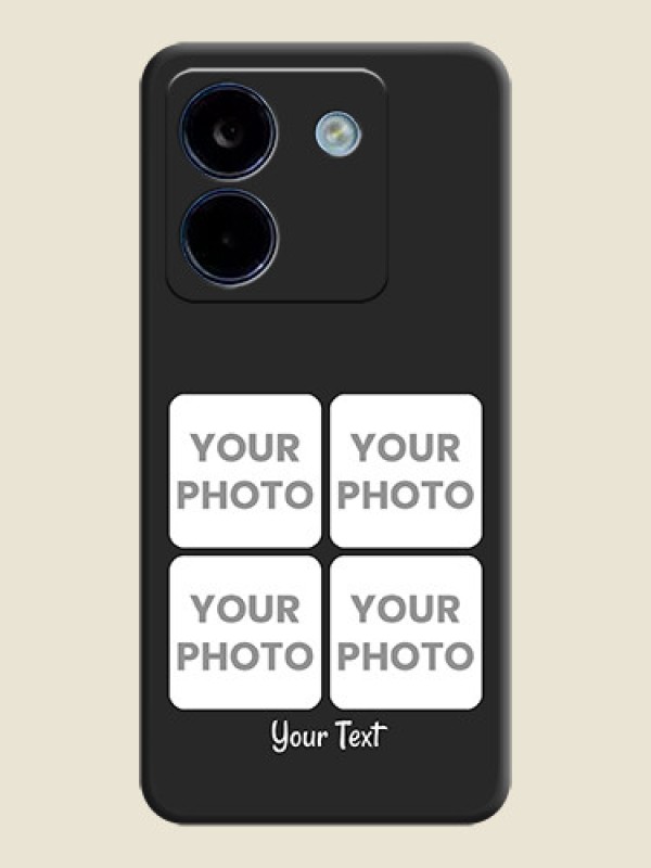 Custom Floral Art with 6 Image Holder on Photo On Space Black Custom Soft Matte Mobile Back Cover - Poco M7 Pro 5G - alternate view