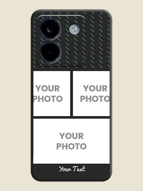 Custom Cross Dotted Pattern with 2 Image Holder On Space Black Custom Soft Matte Mobile Back Cover - Poco M7 Pro 5G - alternate view