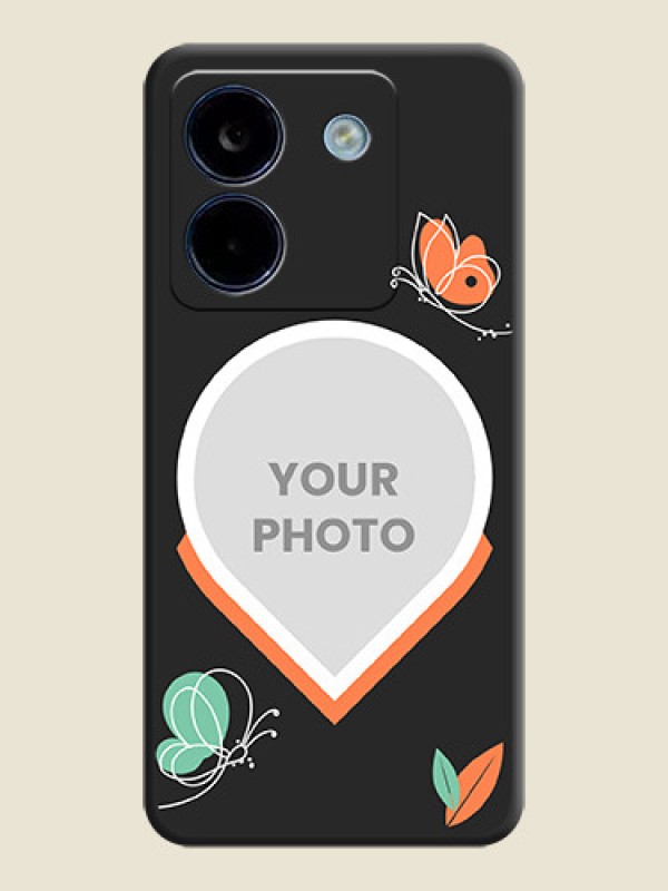 Custom Upload Pic With Simple Butterly Design On Space Black Custom Soft Matte Mobile Back Cover - Poco M7 Pro 5G - alternate view