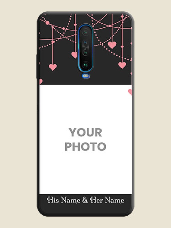 Custom Pink Love Hangings with Text on Space Black Custom Soft Matte Back Cover - Poco X2 - alternate view