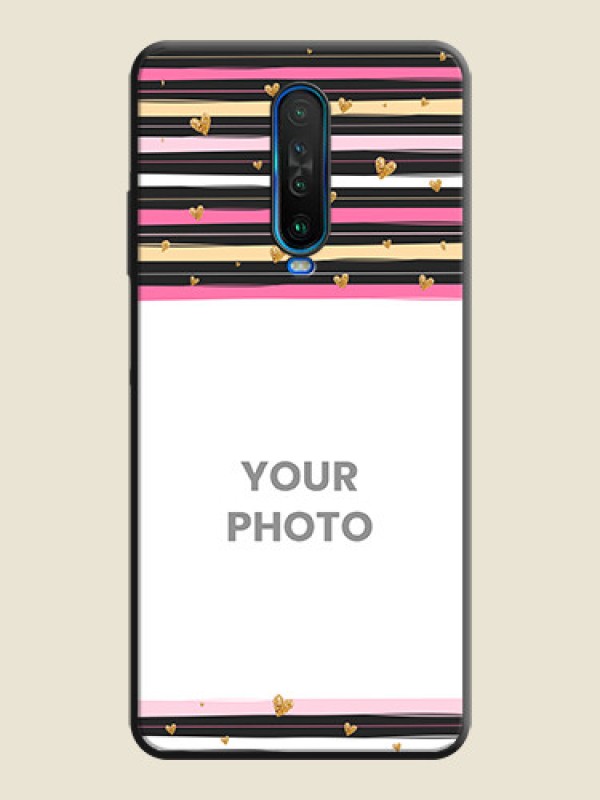 Custom Multicolor Lines and Golden Love Symbols Design - Photo on Space Black Soft Matte Mobile Cover - Poco X2 - alternate view