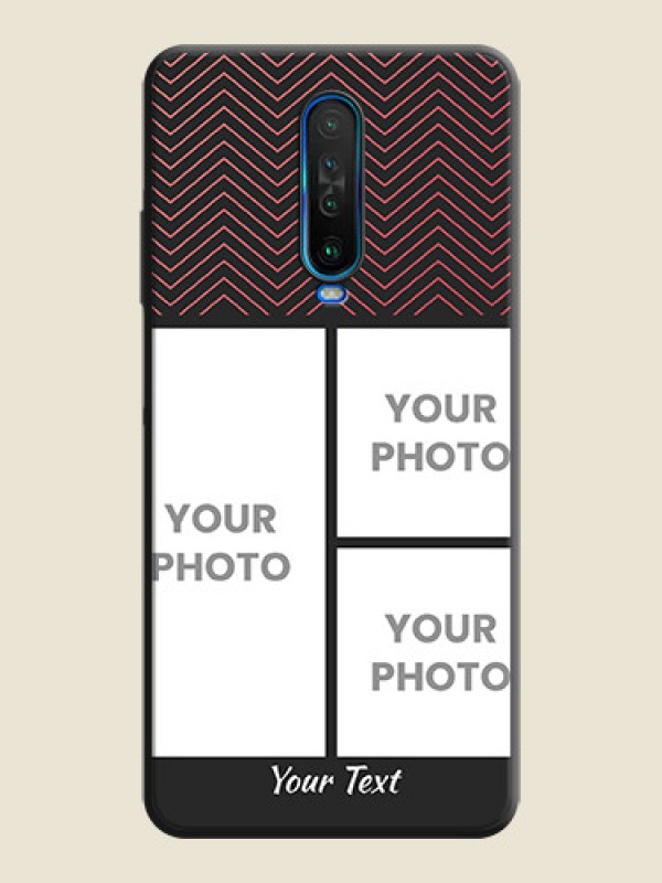 Custom Wave Pattern with 3 Image Holder on Space Black Custom Soft Matte Back Cover - Poco X2 - alternate view