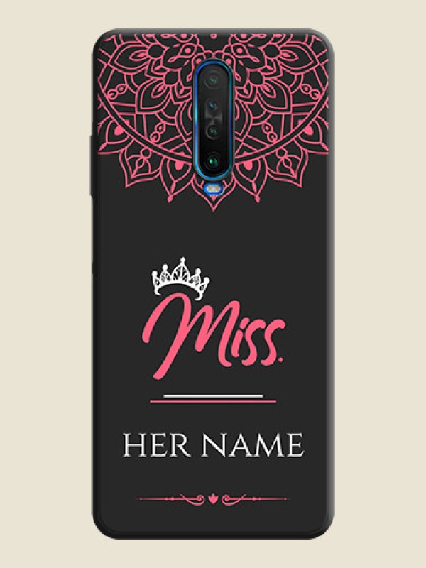 Custom Mrs Name with Floral Design on Space Black Personalized Soft Matte Phone Covers - Poco X2 - alternate view