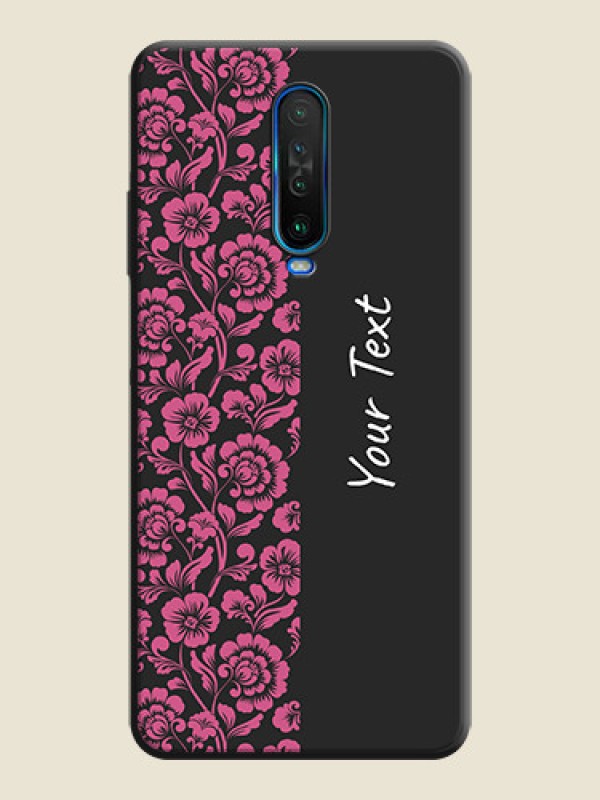 Custom Pink Floral Pattern Design With Custom Text On Space Black Personalized Soft Matte Phone Covers -Poco X2 - alternate view
