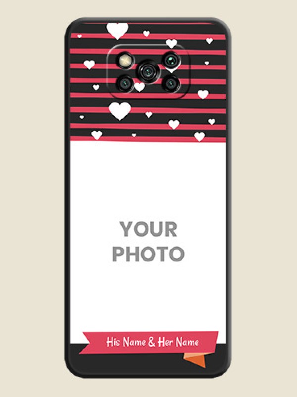 Custom White Color Love Symbols with Pink Lines Pattern on Space Black Custom Soft Matte Phone Cases - Poco X3 Pro - alternate view