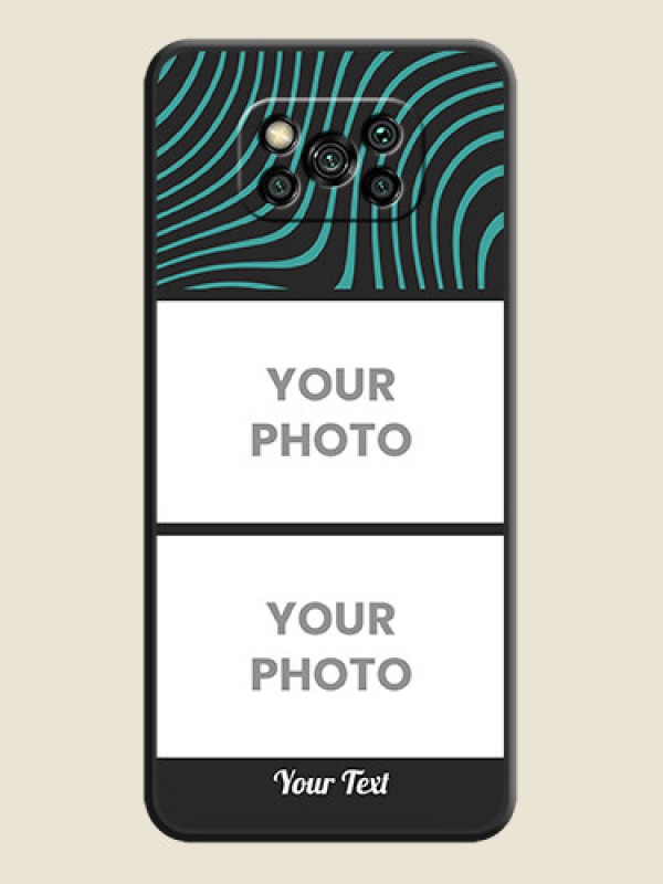 Custom Wave Pattern with 2 Image Holder on Space Black Personalized Soft Matte Phone Covers - Poco X3 Pro - alternate view