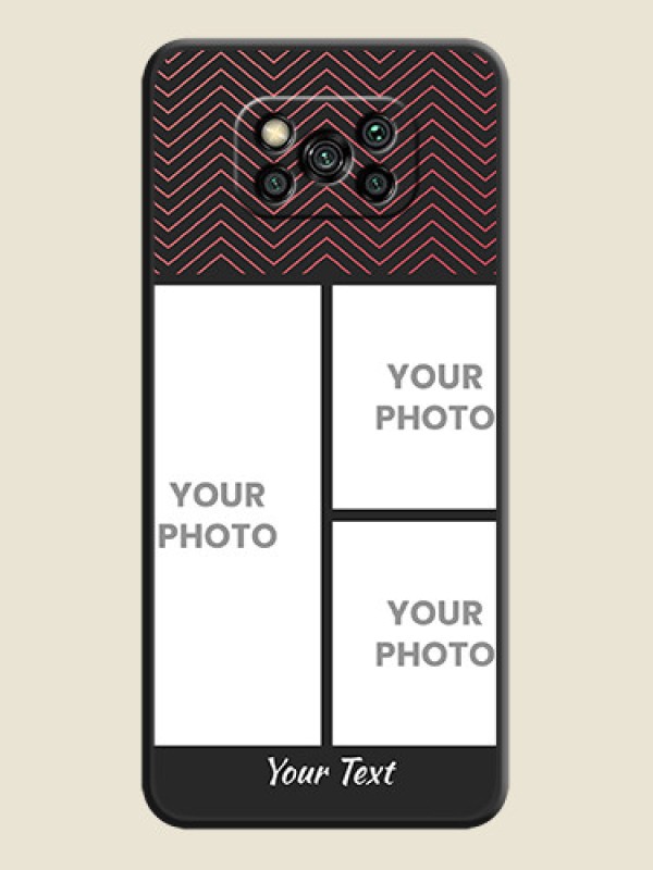 Custom Wave Pattern with 3 Image Holder on Space Black Custom Soft Matte Back Cover - Poco X3 Pro - alternate view