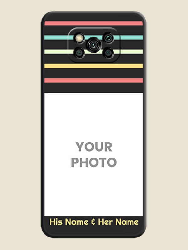 Custom Color Stripes with Photo and Text on Photo on Space Black Soft Matte Mobile Case - Poco X3 Pro - alternate view