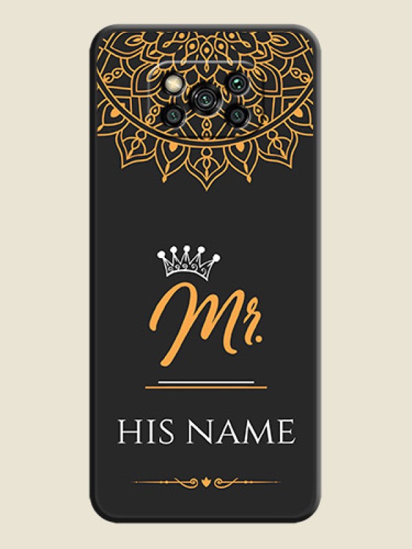 Custom Mr Name with Floral Design  on Personalised Space Black Soft Matte Cases - Poco X3 Pro - alternate view