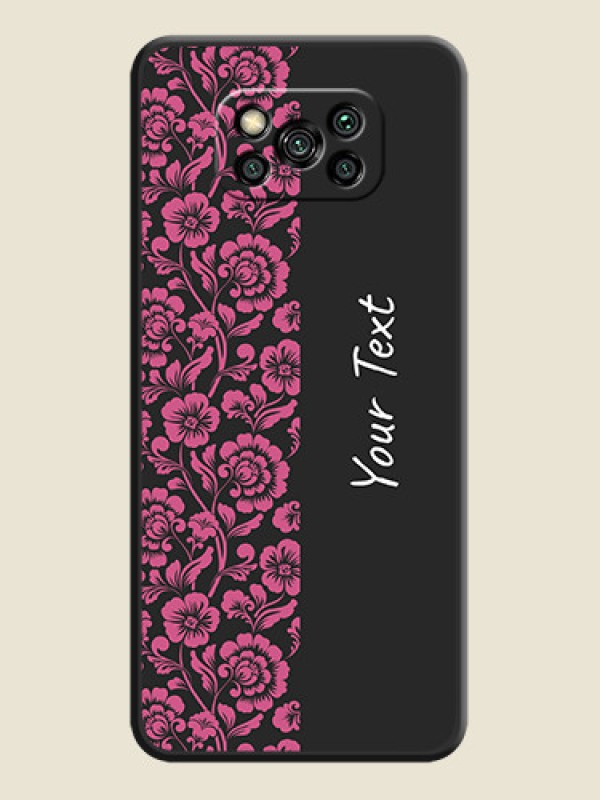 Custom Pink Floral Pattern Design With Custom Text On Space Black Personalized Soft Matte Phone Covers -Poco X3 Pro - alternate view