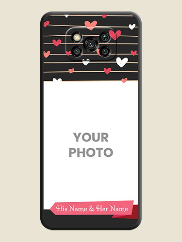 Custom Love Pattern with Name on Pink Ribbon  on Photo on Space Black Soft Matte Back Cover - Poco X3 - alternate view