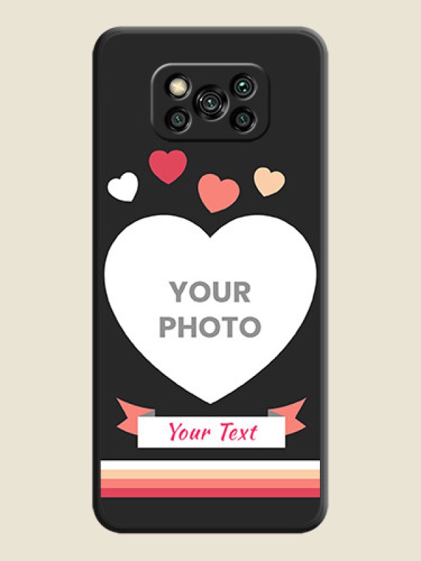 Custom Love Shaped Photo with Colorful Stripes on Personalised Space Black Soft Matte Cases - Poco X3 - alternate view