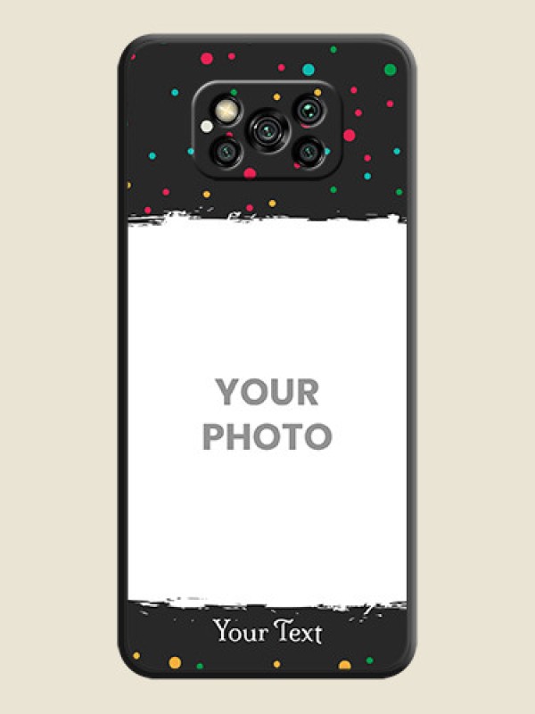 Custom Multicolor Dotted Pattern with Text on Space Black Custom Soft Matte Phone Back Cover - Poco X3 - alternate view