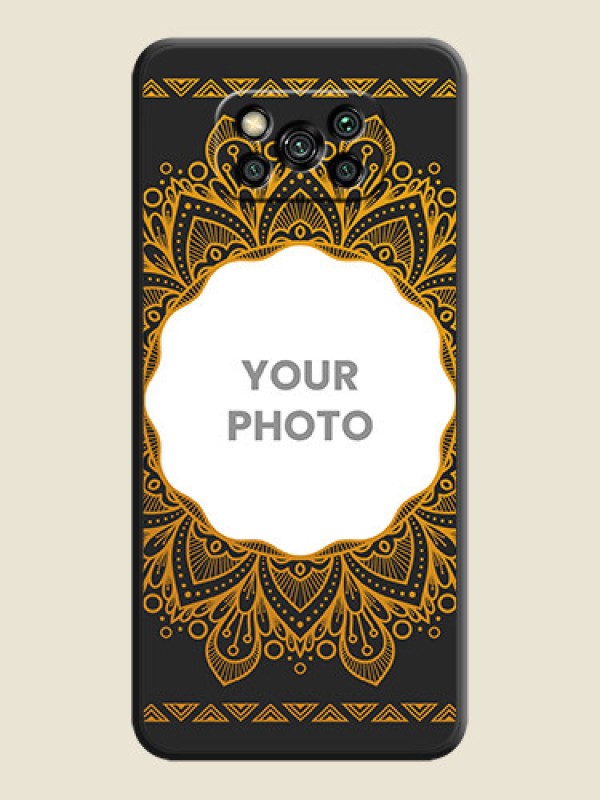 Custom Round Image with Floral Design on Photo on Space Black Soft Matte Mobile Cover - Poco X3 - alternate view